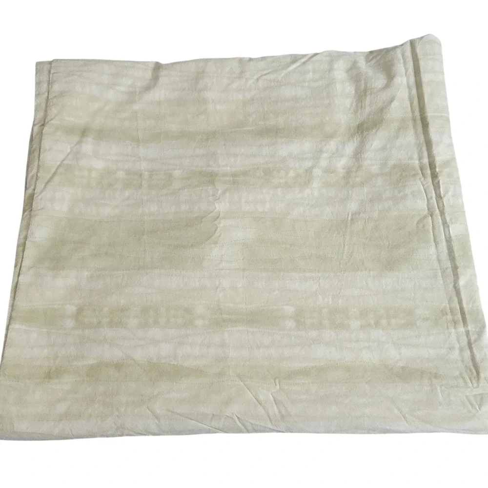West Elm Queen Sage Green Ivory Striped Cotton Duvet Cover Button‎ Closure
